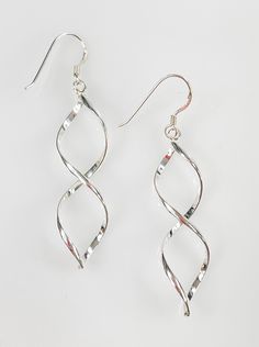 Women's Sterling Silver Swirl Dangle Earrings Details Sterling Silver 2.25" Dangle Earrings for Pierced Ears Modern Twist Silver Jewelry With Ear Wire, Elegant Swirl Earrings As Gift, Elegant Swirl Earrings For Gift, Silver Twisted Earrings For Gift, Swirl-shaped Earrings With Ear Wire, Modern Twist Silver Spiral Earrings, Hypoallergenic Sterling Silver Swirl Earrings, Elegant Swirl Shaped Pierced Earrings, Sterling Silver Spiral Earrings For Formal Occasions