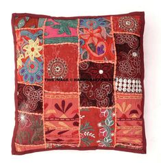 a decorative pillow made out of patchwork material