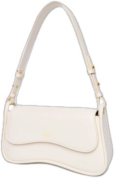 Summer White Shoulder Bag For On-the-go, White Crossbody Baguette Bag With Single Shoulder Strap, Simple White Shoulder Bag With Adjustable Strap, White Crossbody Baguette Bag With Single Strap, White Handheld On-the-go Shoulder Bag, Pockets Fashion, Vegan Handbags, Baguette Bag, Branded Handbags