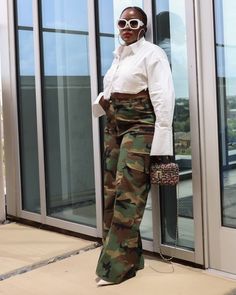 Trendy Camouflage Wide-leg Pants, Casual High-waisted Camouflage Pants, Casual Camouflage Full-length Bottoms, Trendy Full-length Camouflage Cargo Pants, Camouflage Cotton Full-length Cargo Pants, Army Pants, Camouflage