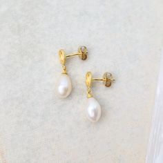 24k gold vermeil Pearl 0.9" length Post earrings Jewellery Ideas, Gold Vermeil, Post Earrings, Sun, Gold