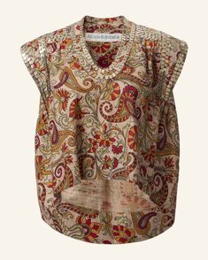 Nehru Silver Terra Top Sleeveless Cotton Sequin Top, Festival Sleeveless Sequined Tops, Festive V-neck Summer Tops, Festive Summer Top With Mirror Work, Summer Bollywood Blouse With Mirror Work, Traditional Embellished Sleeveless Tops, Bohemian V-neck Tops For Festive Occasions, Summer Festive Embellished Tops, Embellished Summer Tops For Festive Occasions