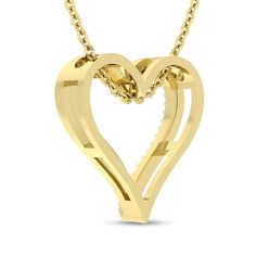 Sweet and stylish, this diamond heart necklace says what you cannot. 10K gold Rope chain necklace is centered with a modern open heart The polished heart is half-lined with sparkling diamonds 1/10 ct. t.w. of diamonds 18.0-inch necklace; spring-ring clasp Modern Jewelry For Anniversary On Valentine's Day, Yellow Gold Open Heart Necklace, Modern Necklaces For Anniversary On Valentine's Day, Modern Necklaces For Valentine's Day Anniversary, Modern Heart Pendant Jewelry For Anniversary, Yellow Gold Open Heart Necklace With Brilliant Cut, Modern Double Heart Jewelry For Anniversary, Modern Yellow Gold Jewelry For Valentine's Day, Mother's Day Open Heart Diamond Cut Necklace