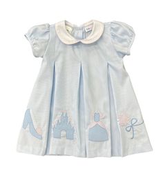 Adorable princess embroidered dana dress with pleats, puff sleeves, & a peter pan collar Spring Dress With Ruffled Collar For Dress-up, Short Sleeve Dress With Fitted Bodice For Dress-up, Dresses With Fitted Bodice And Short Sleeves For Dress-up, Princess Style A-line Dress For Dress-up, Princess Style Dress With Ruffles And Short Sleeves, Short-sleeved Princess Dresses With Ruffles, Cute Fitted Pleated Dress, Princess Puff Sleeve Dress For Dress-up, Spring Doll Collar Dress For Dress-up