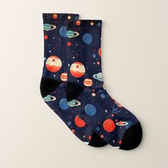 An outer space design for those who love to explore. Outer Space Design, Space Pattern, Galaxy Theme, Pattern Socks, Patterned Socks, Tech Design, Space Design, Diy Business, Outer Space