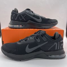 Nike Air Max For Sports With Fade-resistant Feature, Nike Air Max Sports Shoes Fade-resistant, Nike Air Max Fade-resistant Sports Shoes, Black Nike Air Max For Jogging, Black Sneakers With Air Cushioning, Black Sneakers With Branded Insole For Gym, Nike Air Max Black Training Shoes With Air Cushioning, Black Nike Air Max For Training With Air Cushioning, Black Nike Air Max With Air Cushioning For Training