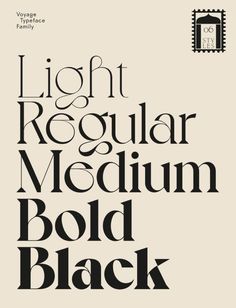 some type of font that is black and white with the words light regular medium bold