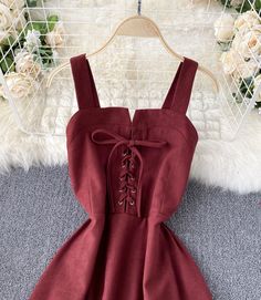 Cute A line lace up short dress fashion dress Fabric: blended Color: red, black, brown Size(cm): S, M, L S length 108 bust 66-86 waist 70-80 M length 109 bust 68-88 waist 74-84 L length 110 bust 72-92 waist 78-88 For more pictures or videos of the dress, please contact us, thank you. Short Dress Styles, Dress Fashion, Halter Formal Dress, Short Dress, Dress Fabric, Cold Shoulder Dress, The Dress, Short Dresses, Fashion Dresses