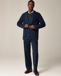 J.Crew: Kenmare Relaxed-fit Suit Jacket In Italian Cotton Blend For Men Hair Wrap Scarf, Trench Dress, Mens Chinos, Fitted Suit, Mens Fall, Casual Blazer, Suit Shop, Denim Women, Shirt Shop