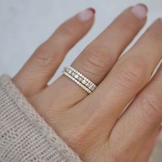 Pearl & Diamond Stacking Ring Set – Berlinger Jewelry Pearl And Diamond Band Ring, Anniversary Rings For Her 20th Yellow Gold, Anniversary Bands For Her Diamond Stacking Rings, Stacked Eternity Rings, Wedding Band Alternatives, Gold Diamond Stacking Rings, Stack Diamond Rings, Diamond Stack Rings, Push Present Jewelry