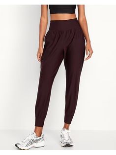 High-Waisted PowerSoft Joggers | Old Navy Comfort Stretch Joggers With Pockets For Workout, Comfort Stretch Bottoms With Pockets For Gym, Solid Joggers With Ribbed Waistband For Workout, Comfort Stretch Gym Bottoms With Pockets, Fitted Functional Joggers With Elastic Waistband, Fitted Joggers With Elastic Waistband, Stretch Bottoms For Jogging, Activewear With Pockets For Jogging, Jogging Activewear With Pockets