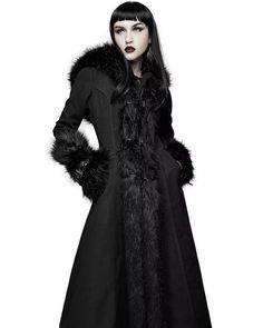 Devil Fashion Womens Long Gothic Lolita Hooded Winter Coat Jacket Black Faux Fur | eBay Hooded Winter Coat, Black Faux Fur, Winter Coats Jackets, Gothic Lolita, Jacket Style, Winter Coat, Faux Fur, Beauty, Black