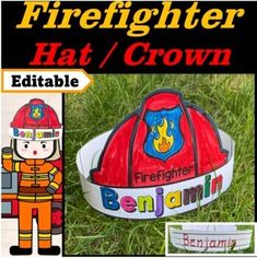 the firefighter hat is made from paper and has been cut out to look like an adult