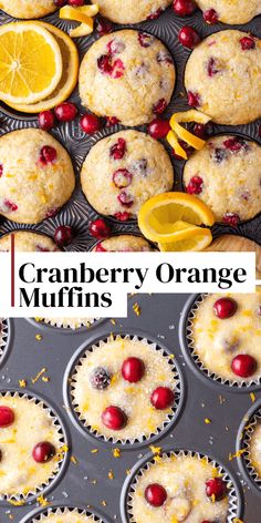 cranberry orange muffins in a muffin tin