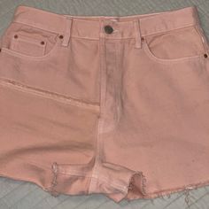 Pacsun Pink Denim Shorts With Buttons. Never Worn And In Perfect Condition Pink High-rise Bottoms For Day Out, Pink Denim Bottoms For Day Out, Pink Short Jeans For Spring, Spring Pink Short Jeans, Pink Denim Summer Bottoms, Summer Pink Denim Bottoms, Pink Jean Shorts, Pink Denim Shorts, Pacsun Shorts