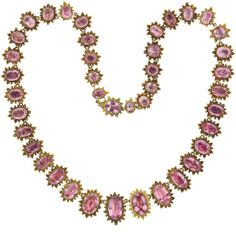 For Sale on 1stDibs - A demi-parure, 'parure' meaning 'adorn' in French, is a partial set of matching jewelry designed to be worn en suite. This incredible handcrafted pink