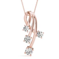 18kt Rose Gold Diamond Journey Pendant (1 ctw) Luxury White Gold Jewelry With Detachable Pendant, Cubic Zirconia Rose Gold Necklace For Anniversary, Anniversary Rose Gold Diamond Necklace With Single Cut Diamonds, Anniversary Rose Gold Diamond Necklace With Brilliant Cut, Rose Gold Diamond Necklace With Moissanite And Diamond Accents, Elegant Rose Gold Moissanite Diamond Necklace, Anniversary Rose Gold Diamond Necklace, Rose Gold Vvs Clarity Diamond Necklace, Rose Gold Diamond Necklace With Prong Setting