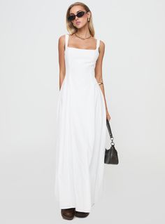 Maxi dress  Fixed shoulder straps, invisible zip fastening at side, ruched detailing at back, flowy style  Non-stretch material, fully lined  Main: 100% cotton lining, Lining: 100% polyester  Cold gentle machine wash Maxi Graduation Dress, White Maxi Dress Casual, Maxi Dress Casual Summer, Maxi Dress Casual, Simple White Dress, Flowy Style, Maxi Dress White, Pink Formal Dresses, White Maxi Dress