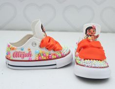 Moana Shoes, Bling Crocs, Shark Shoes, Tutu Dress Costumes, Bling Converse, Moana Party, Pink Toes, Girls Overalls, Girls Converse