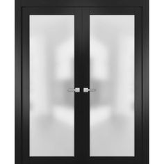 SET INCLUDES:2 Pre-finished SlabsCasings (width 2.95")Jambs (for wall thickness up to 5 1/2")Butterfly hingesPassage modern levers in Satin NickelDoor is not pre-cutted for the hardware and not pre-attached to the frame. Assembly of frames and trims required. Door works with all swing directions.Minimal rough opening can be calculated: door width + 2"; door height + 1.25". .Flat slabs, thickness 1 9/16 ".Finish - eco-veneer RENOLIT (Germany).1/3" wide aluminum strips are inserted flush with the Solid French Doors, French Double Doors, Contemporary Interior Doors, Glass Closet, European Doors, Frosted Glass Door, Bedroom Layouts, Wood Doors Interior, Black Panels