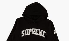 The NFL x Raiders '47 x Supreme Hoodie is part of a collaborative assortment that launched with the Supreme Spring/Summer 2019 collection.  On the front of the cotton hooded sweatshirt is a Supreme logo across the chest.  A large Raiders logo flanks the back and an AFC logo appears on the left arm.  The hoodie is appropriately shaded in black, white, and silver Raiders colors.  With an overwhelming number of black hoodies on the market, this particular one should be a no-brainer for Raiders fans Supreme Hoodie, Black Goat, Raiders Logo, Supreme Logo, Fits Streetwear, Short Faux Fur Jacket, Nuptse Jacket, Raiders Fans, Heart Hoodie