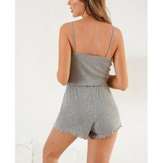 Women's 2 Piece Pajama Set Crop Button Front Cami Tops and Shorts Lounge Set Outfit Alwyn Home Size: XL | Alwyn Home Women's Pajamas Set Crop Sleepwear Button Sleeveless Nightwear Pj RHW2924-D 34.0 H x 44.0 W in grayPolyester | XL | Wayfair Lounge Set Outfit, Tops And Shorts, Pyjamas Set, D Gray, Women's Pajamas, Pajamas Set, Pajama Set Women, Lounge Set, Lounge Sets