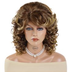 PRICES MAY VARY. 1.Trendy Style: Featuring a fluffy curly texture and bangs, this mix blonde wig is a 1970s style that will effortlessly enhance your look and provide you with a naturally realistic appearance. 2.Various Occasions: This wig offers a wide range of color, making it suitable for various occasions. Whether it's a fun party, a Halloween costume, or Christmas wear, the GNIMEGIL Wig is the perfect accessory to spice up your look. 3.Adjustable and Breathable Cap:This shoulder length loos Full Curly Hair, Curly Hair Medium Length, Medium Length Bangs, Mommy Wig, Bouncy Hair, Christmas Wear, 1970s Style, Color Making, Tight Curls