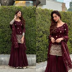 SALWAR KAMEEZ PAKISTANI INDIAN WEDDING PARTY WEAR DRESS BOLLYWOOD SUIT SHARARA | eBay Sharara Designs Party Wear, Palazzo Styles, Plus Size Fashion For Women Indian, Wedding Salwar Suits, Bollywood Suits, Sharara Designs, Desi Dress, Saree Bollywood, Sequence Embroidery