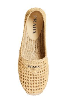 A fishnet-inspired raffia overlay brings breezy charm to this espadrille that merges laid-back style and elevated detailing. 1/2" platform (size 39) Synthetic upper/leather lining/synthetic sole Made in Spain Women's Designer Shoes Spring Beige Woven Leather Espadrilles, Beige Woven Leather Espadrilles For Spring, Chic Natural Espadrilles With Woven Sole, Chic Straw Espadrilles, Chic Natural Color Espadrilles With Woven Leather, Chic Woven Natural Espadrilles, Chic Espadrilles With Textured Sole, Chic Natural Woven Espadrilles, Chic Beige Woven Espadrilles