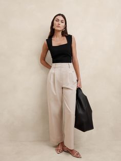 Everywhere Ponte Square-Neck Top | Banana Republic Look Working Girl, Internship Outfit, Summer Business Casual Outfits, Business Casual Summer, Look Formal, Professional Outfits Women, Corporate Outfits