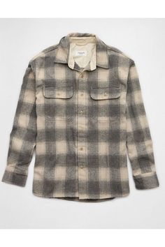 Made from super soft brushed flannel/Full button-up front/Two chest pockets | Curved hem/Perfect for layering!/This shirt is Real Good: made with the planet in mind and a promise to continue to do better Do Better, Women's Jeans, Flannel Shirt, Chest Pocket, American Eagle Outfitters, American Eagle, Layering, Button Up, Women Jeans