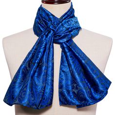 Big Discount&Free Shipping&Excellent Quality Elegant Blue Paisley Print Scarves, Mens Silk Scarves, Men Scarf, Shirt Scarf, Scarf Autumn, Paisley Scarf, Suit Shirt, Men's Scarf, Paisley Shirt