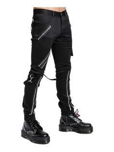 Black Punk Pants With Zipper Closure, Fitted Bottoms With Zipper Closure For Streetwear, Black Edgy Pants With Metal Zipper, Punk Style Fitted Bottoms With Metal Zipper, Fitted Streetwear Pants With Zipper, Fitted Streetwear Pants With Zipper Closure, Edgy Straight Leg Bottoms With Zipper Closure, Fitted Pants With Zipper Closure For Streetwear, Edgy Fitted Pants With Metal Zipper