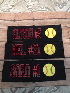 "Super cute personalized softball headband Shown here in black but comes in tons of other colors These make a great gift for your softball player or a wonderful team gift. You can personalize with a name or a team name. Headbands are 2 1/2\" inches wide. The initial are made with a High Quality Heat Vinyl. Choose your color of headband Choose your color vinyl for the name. See color chart for colors to choose from. Choose your fonts for your wording...see picture above for selection. In the comm Sporty Black Headband For Sports Events, Black Sporty Headband For Sports, Sporty Black Headband For Sports, Black Cotton Sweatband Headband For Sports, Black Sports Headband With Sweatband, Sporty Black Headband With Sweatband, Adjustable Black Sports Headband, Softball Headbands, Sports Headband