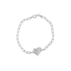 14k white gold LARK heart link bracelet Classic Everyday Heart Charm Bracelet, Classic Heart Charm Bracelet In White Gold, White Gold Classic Heart Charm Bracelet, Classic Everyday Bracelets With Heart Charm, Classic White Gold Heart Bracelet, Elegant Link Jewelry For Valentine's Day, Elegant Sterling Silver Bracelet With Heart Charm For Everyday, Elegant Everyday Sterling Silver Bracelet With Heart Charm, Elegant Heart-shaped Bracelet With Chain