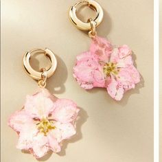 Anthropologie Pink Floral Drop Earrings -New Brand New! Beautiful, Pink Resin Flower And Gold Hoop Earrings! Love These.Unique And Classy! Size: 2” Length Width 1” See More Anthropologie Jewelry In My Closet. Trendy Pink Flower Jewelry, Trendy Pink Flower Drop Earrings, Pink Flower Charm Dangle Jewelry, Trendy Pink Flower Hoop Earrings, Feminine Pink Single Earring, Pink Drop Earrings With Pressed Flowers, Pink Dangle Earrings With Flower Charm, Pink Dangle Jewelry With Pressed Flowers, Pink Flower-shaped Earrings For Pierced Ears