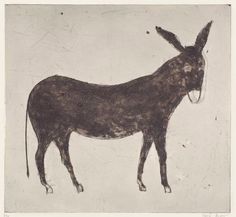 a black and white drawing of a donkey