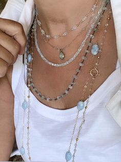 Aquamarine necklace. Tooaz necklace. Beaded necklace. Gemstone necklace. Necklace layer Eternal Youth, Nugget Necklace, Aquamarine Necklace, Handmade Jewelry Diy, Necklace Beaded, Necklace Necklace, Necklace Gemstone, Crafting Ideas, Jewelry Diy