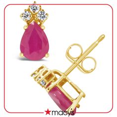 in stock Macys Jewelry, Unique Gifts For Him, Yellow Gold Jewelry, Pink Topaz, Ruby Earrings, Fine Jewellery Earrings, Jewelry Rings Engagement, Free Jewelry, Pear Shaped