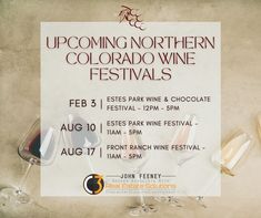 an advertisement for the upcoming wine festival with three glasses of wine in front of it