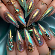 Rhinestone Birthday Nails, Libra Birthday Nails, Jennie Nails, Extra Birthday Nails, Mardi Gras Nails, Colourful Acrylic Nails, Statement Nails, Classy Baddie Nails, Classy Baddie