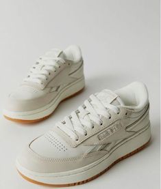 Reebok Club C Vintage shoes, Pure grey, chalk, white color, everyday shoe, vintage outfit Reebok Club C Revenge Vintage, Shoe Essentials, Reebok Club C Revenge, Club C Revenge, Your Twenties, Sneakers Heels, Modern Color Palette, Reebok Club C, Club C