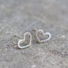 Hearts stud earrings, sterling silver or 9k Gold Classic Double Heart Earrings As Gift, Minimalist Jewelry With Matching Earrings For Valentine's Day, Minimalist Pierced Jewelry Gift For Her, Minimalist Valentine's Day Jewelry With Matching Earrings, Nickel-free Sterling Silver Earrings For Mother's Day, Dainty Earrings For Valentine's Day Gift, Minimalist Pierced Earrings As Gift For Her, Double Heart White Gold Earrings For Gift, Minimalist Earrings As A Gift