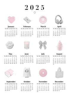 a calendar with various items on it for the year 2012 to 2013, including cupcakes and other things