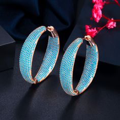 Product information: Material: Copper Style: Crown Processing technology: inlaid with zircon Color: Blue Size Information: Size: 4 CM Packaging list: A pair of earrings Leather Crossbody Bag Small, Copper Style, Loop Earrings, Blue Dream, Cz Jewelry, Large Hoop Earrings, Pave Setting, Huggie Hoop Earrings, Copper Earrings