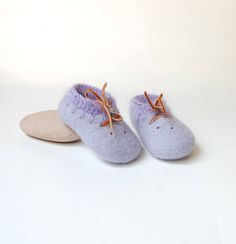 Pastel lilac felted shoes for kids- wool boots with crochet border . Handmade felted booties are made using all natural products-100% wool ,water and olive oil soap. These booties are for baby - ready to ship: 1US , 16 EU (9 cm ). TO ORDER I can make booties in any size and color, WRITE ME . Sizes: 0-3 months, insole length 3.8 inches (9.7 cm)16-17 size 3-6 months, insole length 4 inches (10.4 cm), EU 18 size 6-9 months, insole length 4.4 inches (11.1cm), EU 19 size 9-12 months, insole length 4. Yarn Booties With Round Toe For Gift, Yarn Booties With Round Toe As Gift, Yarn Booties With Soft Round Toe, Handmade Winter Booties With Round Toe, Felt Booties, Crochet Mohair, Felted Shoes, Wool Boots, Crochet Border