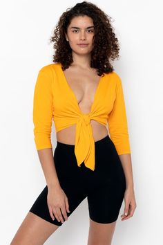 1826GD - Le Weekend Tie Top – Los Angeles Apparel Stretch Cross-tied Tops For Beach, Summer Party Tops With Twist Front, Dance Tops Costumes, Long Sleeve Shrug, Los Angeles Apparel, City Of Los Angeles, Dance Costumes Ballroom, Le Weekend, La Outfits