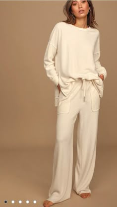 Pijamas Women, Woman In White, Loungewear Outfits, White Clothing, Hoodies Sweaters, Casual Suit, Home Wear, 가을 패션, Suit Fashion