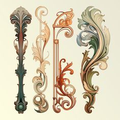 an assortment of decorative designs on a white background