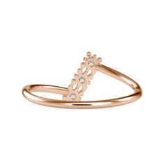 0.09 Carat Diamond 14K Rose Gold Ring | Fashion Strada Rose Gold Diamond Initial Ring With Open Design, Rose Gold Diamond Initial Open Ring, Luxury Rose Gold Stackable Rings With Rose Cut Diamonds, Luxury Rose Gold Open Ring With Initial, Elegant Rose Gold Initial Ring For Formal Occasions, Elegant Rose Gold Formal Initial Ring, 14k Rose Gold Stackable Rings For Formal Occasions, Formal Rose Gold Stackable Rings With Open Band, Formal Rose Gold Initial Ring In Fine Jewelry Style